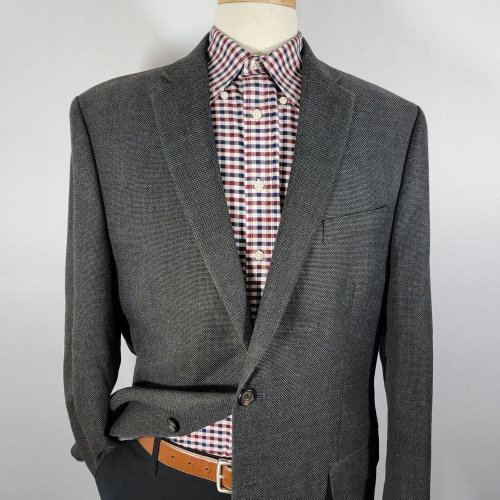 Lauren Ralph Lauren Men's Sport Coat Blazer Two Button Ch Gry Hopsack Poly 44L - Picture 2 of 16